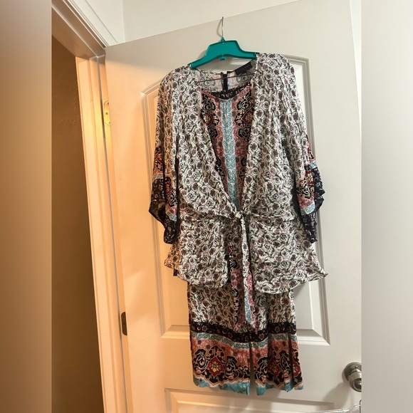 Hale Bob 3 piece outfit set pants tank top and 3/4 sleeve blouse size large - Picture 3 of 13